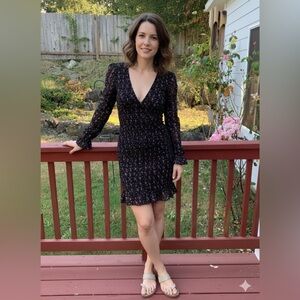 NWT Liberty Love Smocked Black Floral Mini Dress Small Bodycon Party Date